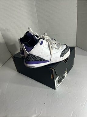 Jordan Kids' Sneakers - White/Purple/Grey Elephant Print